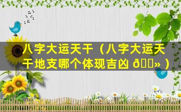 八字大运天干（八字大运天干地支哪个体现吉凶 🌻 ）